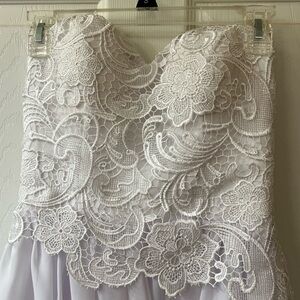 Strapless Lace Appliqué Wedding Dress Bodice - White/Cream